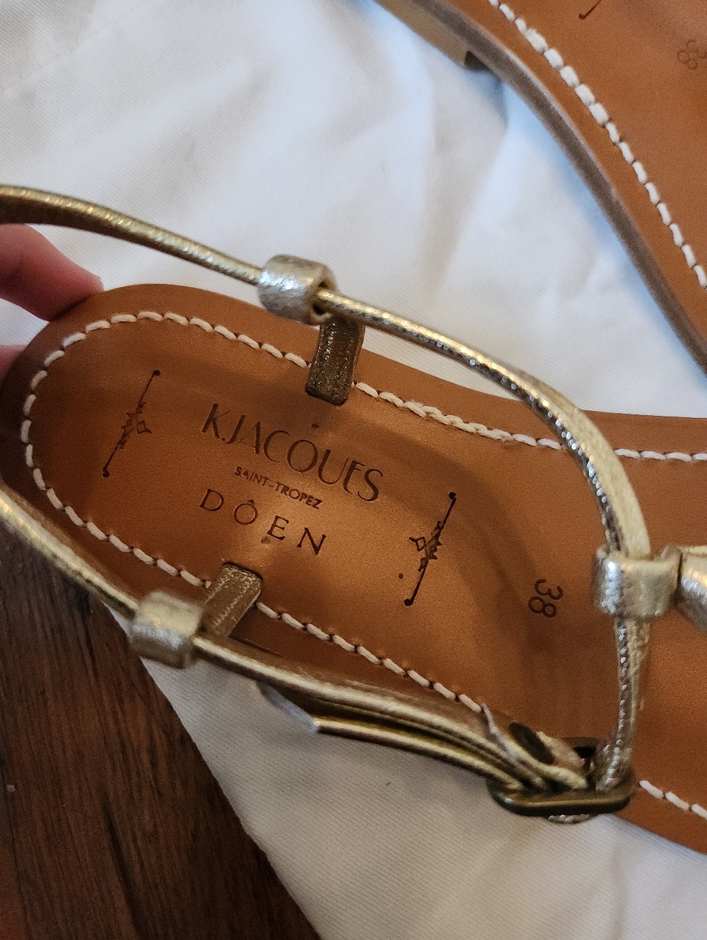 DÔEN x K.Jacques Gold Leather Baie Sandals NEW NWT - Picture 4 of 6